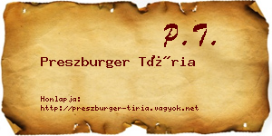 Preszburger Tíria névjegykártya
